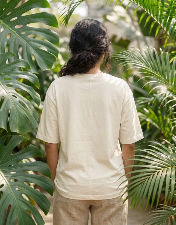 Heavyweight Oversized Cotton Compass Tee For Women Off White Back