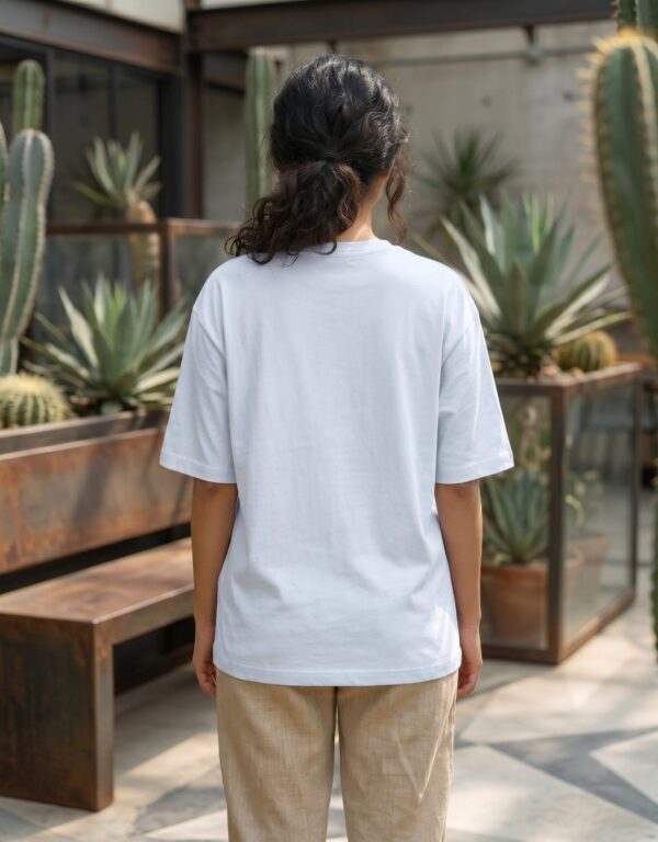 Heavyweight Oversized Cotton Compass Tee For Women White Back
