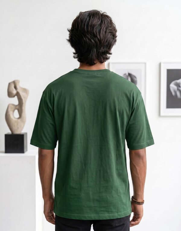 Heavyweight Positive Mind Oversized Tee For Men Bottle Green Back