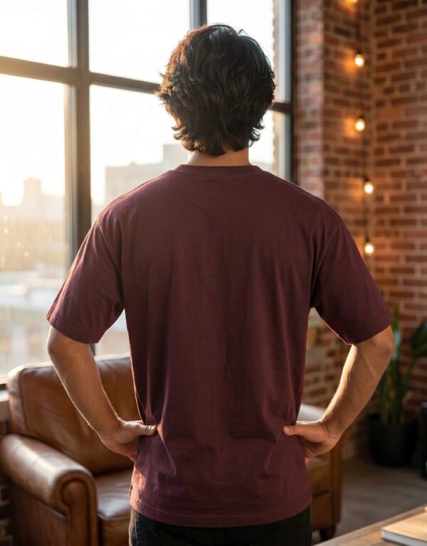 Heavyweight Positive Mind Oversized Tee For Men Maroon Back