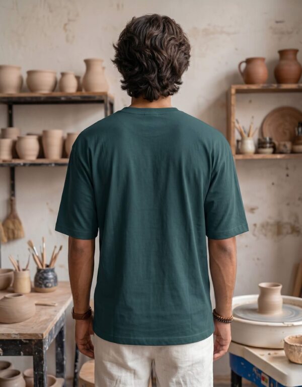 Heavyweight Positive Mind Oversized Tee For Men Petrol Blue Back