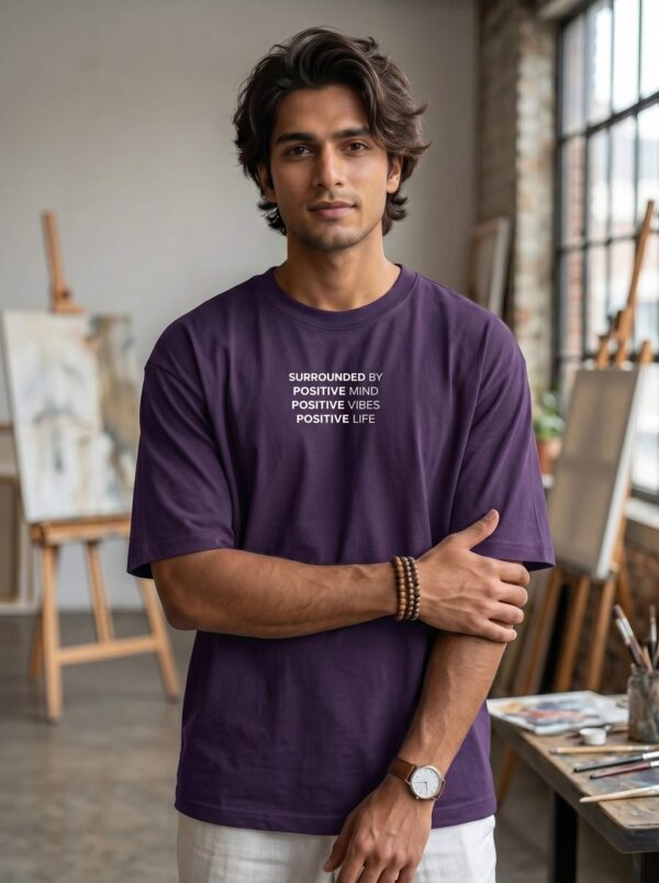 Heavyweight Positive Mind Oversized Tee For Men Purple