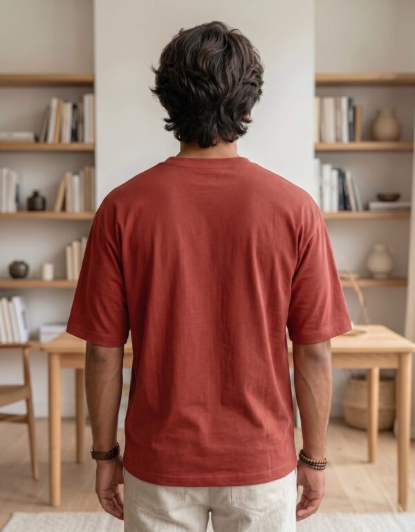 Heavyweight Positive Mind Oversized Tee For Men Red Back