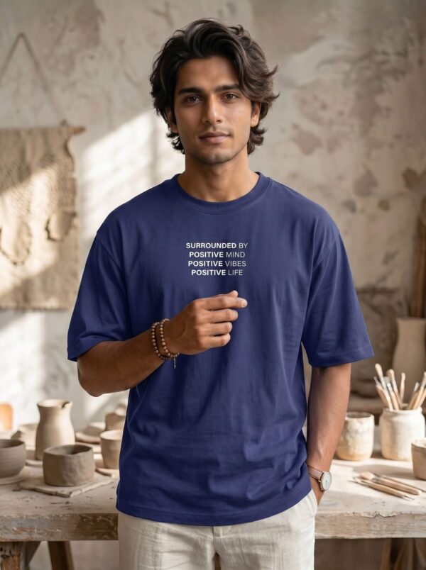 Heavyweight Positive Mind Oversized Tee For Men Royal Blue