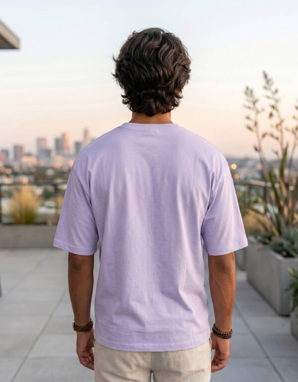 Heavyweight Positive Vibes Oversized Tee For Men Lavender Back