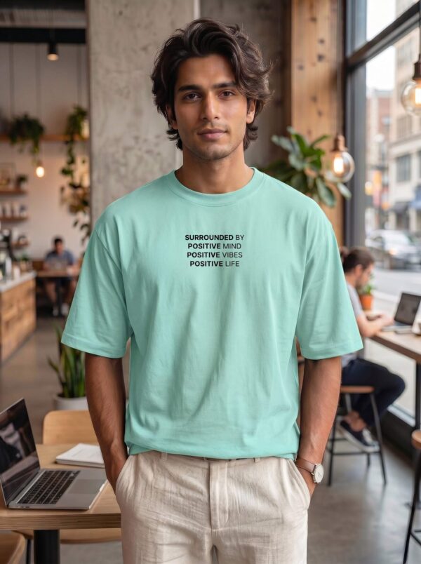 Heavyweight Positive Vibes Oversized Tee For Men Mint