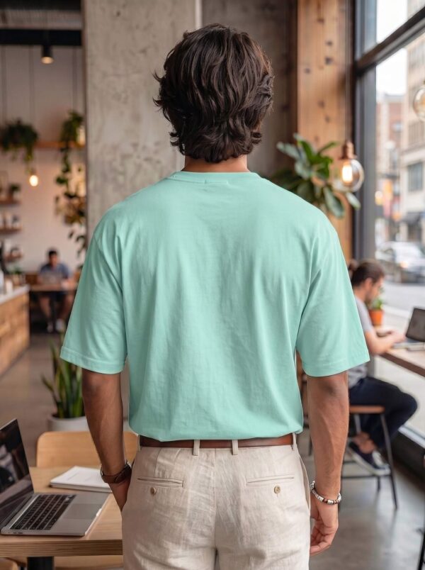 Heavyweight Positive Vibes Oversized Tee For Men Mint Back