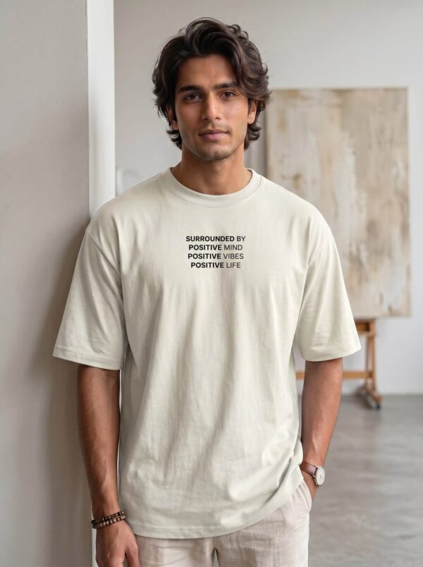 Heavyweight Positive Vibes Oversized Tee For Men Off Hite