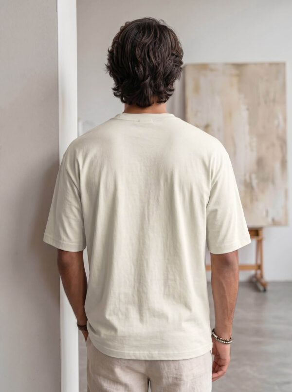 Heavyweight Positive Vibes Oversized Tee For Men Off Hite Back