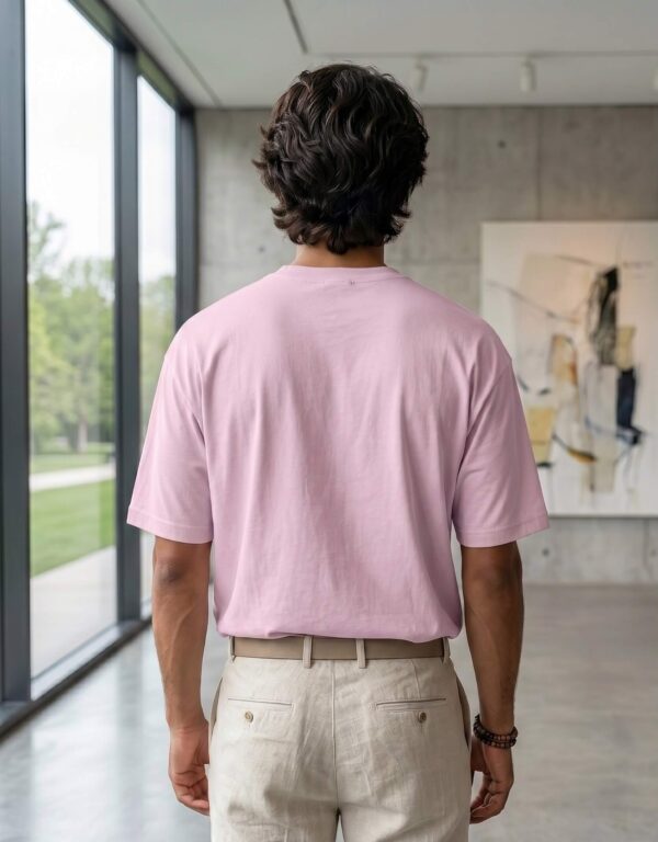 Heavyweight Positive Vibes Oversized Tee For Men Pink Back