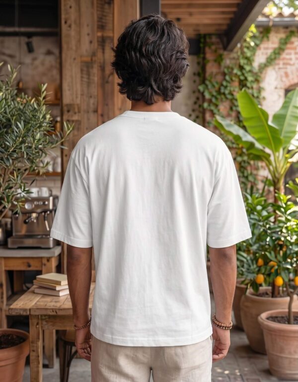 Heavyweight Positive Vibes Oversized Tee For Men White Back