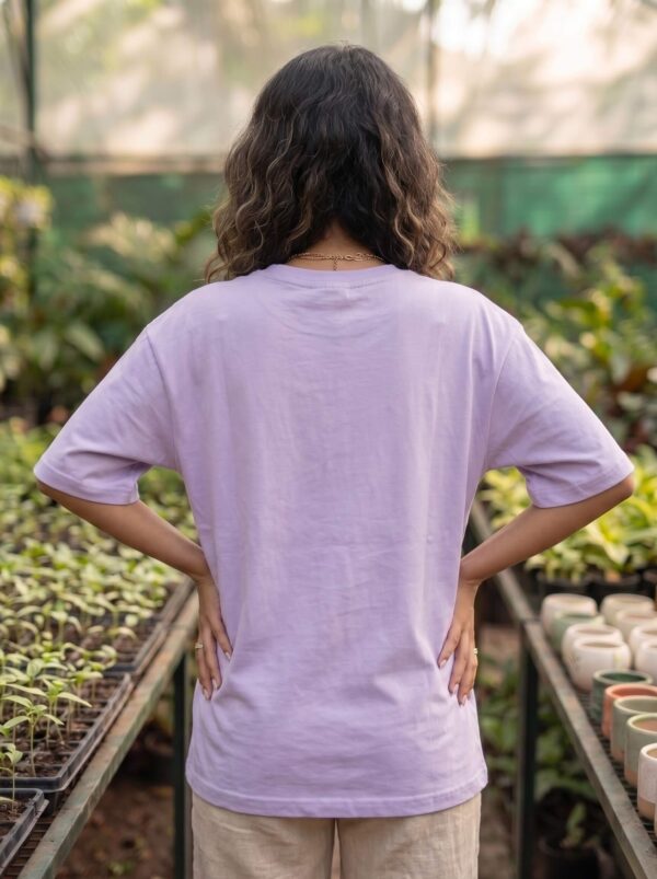 Heavyweight Positive Vibes Oversized Tee For Women Lavender Back