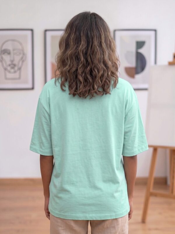 Heavyweight Positive Vibes Oversized Tee For Women Mint Back