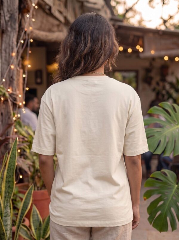 Heavyweight Positive Vibes Oversized Tee For Women Off White Back