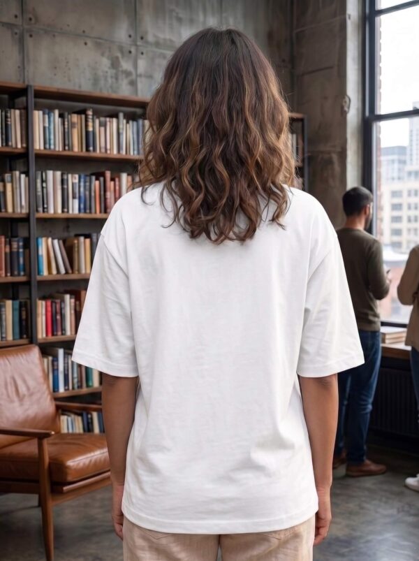 Heavyweight Positive Vibes Oversized Tee For Women White Back