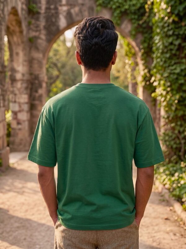 Heavyweight Stay Grounded Oversized Tee For Men In Bottle Green Back