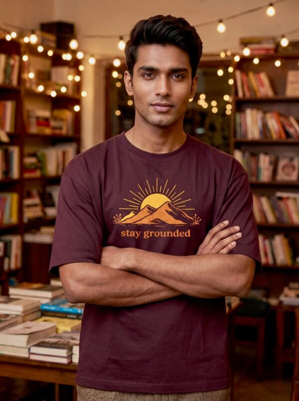 Heavyweight Stay Grounded Oversized Tee For Men In Maroon