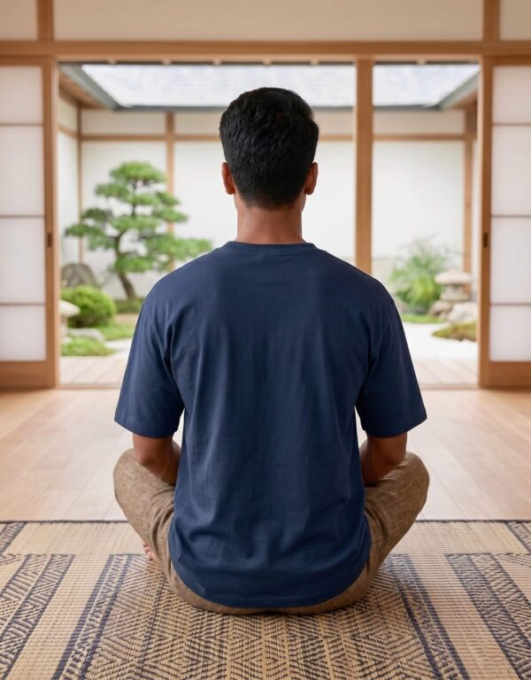 Heavyweight Stay Grounded Oversized Tee For Men In Navy Blue Back