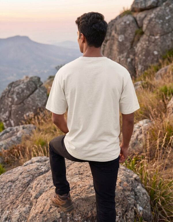 Heavyweight Stay Grounded Oversized Tee For Men In Off White Back