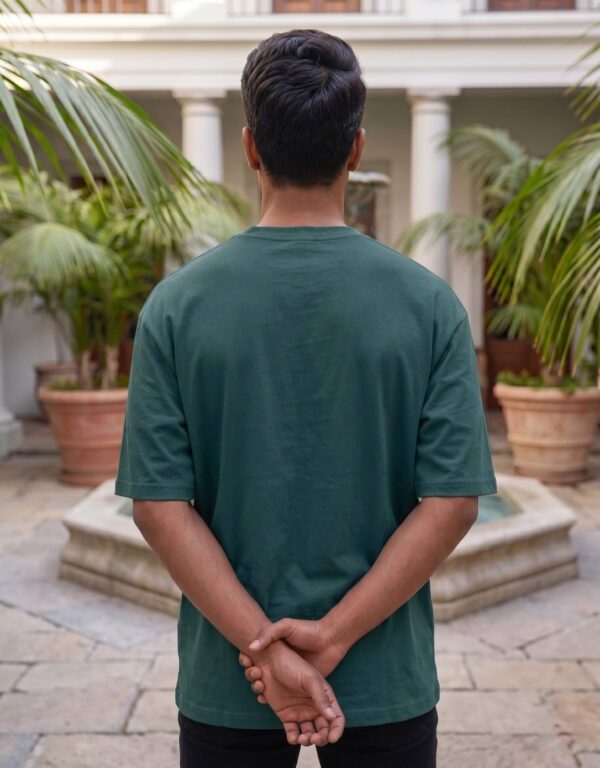 Heavyweight Stay Grounded Oversized Tee For Men In Petrol Blue Back