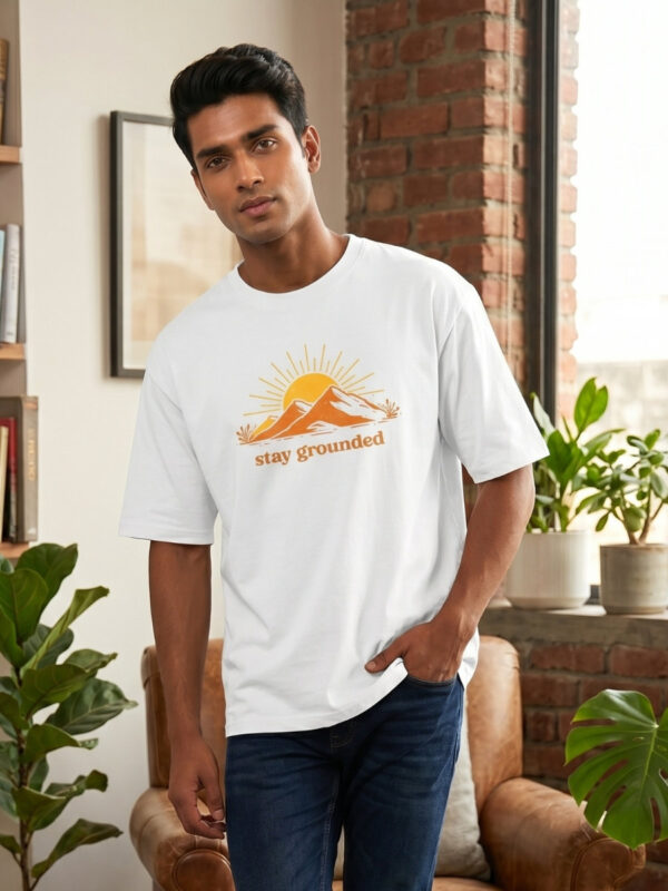 Heavyweight Stay Grounded Oversized Tee For Men In White