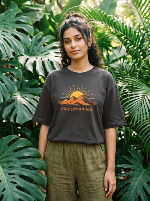 Heavyweight Stay Grounded Oversized Tee For Women In Black