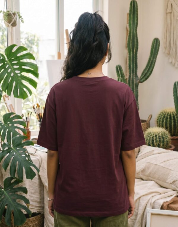 Heavyweight Stay Grounded Oversized Tee For Women In Maroon Back