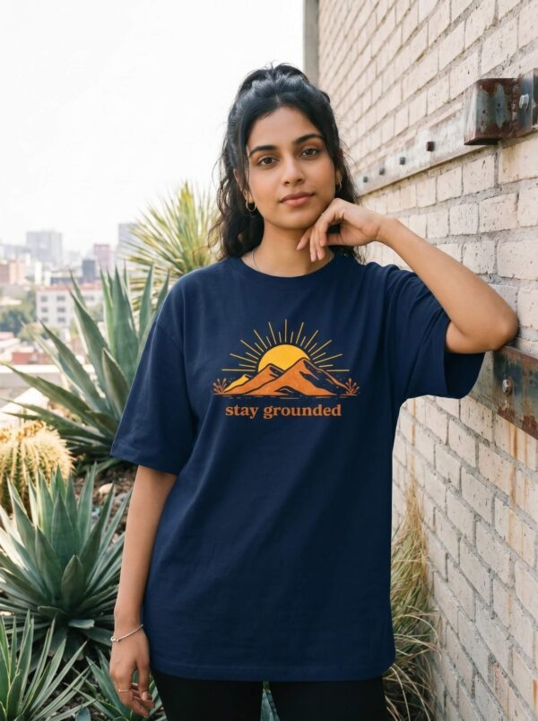 Heavyweight Stay Grounded Oversized Tee For Women In Navy Blue