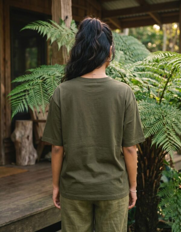 Heavyweight Stay Grounded Oversized Tee For Women In Olive Green Back