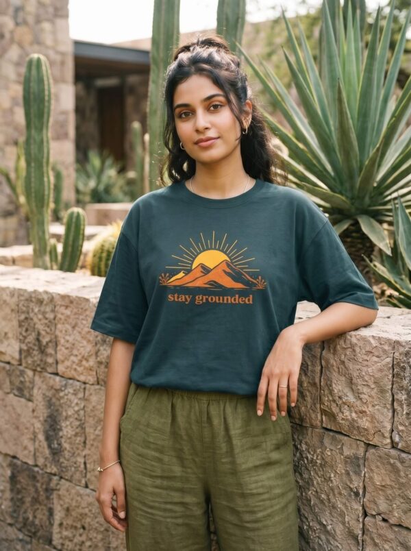 Heavyweight Stay Grounded Oversized Tee For Women In Petrol Blue