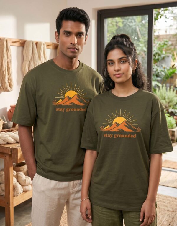 Heavyweight Stay Grounded Oversized Tee In Olive Green For Unisex