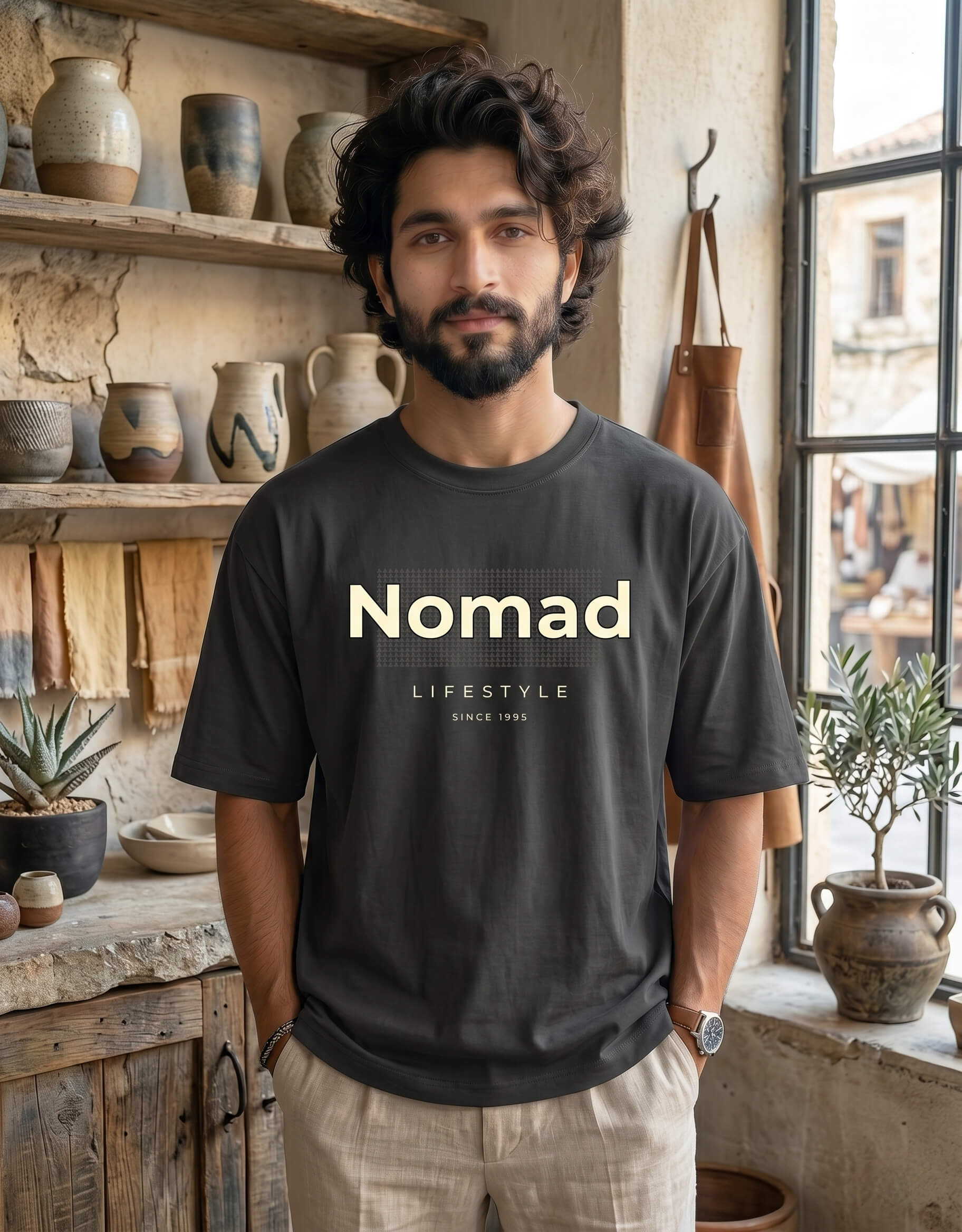 Nomad Minimalist Streetwear T-Shirt For Men In Black