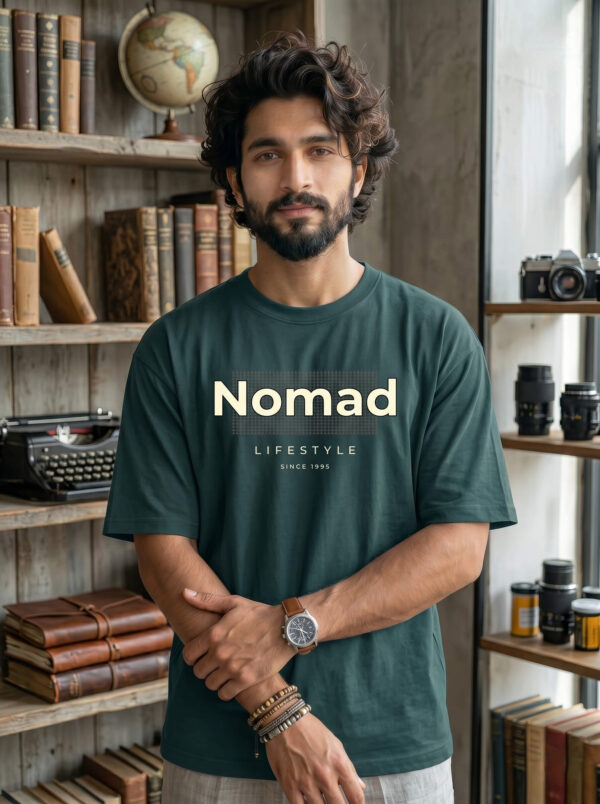 Nomad Minimalist Streetwear T-Shirt For Men In Petrol Blue