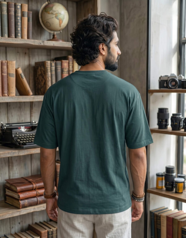 Nomad Minimalist Streetwear T-Shirt For Men In Petrol Blue Back