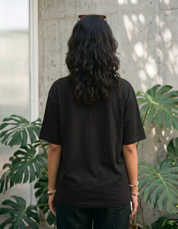 Wildflowers Minimalist Oversized Heavyweight T-Shirt For Women In Black Back