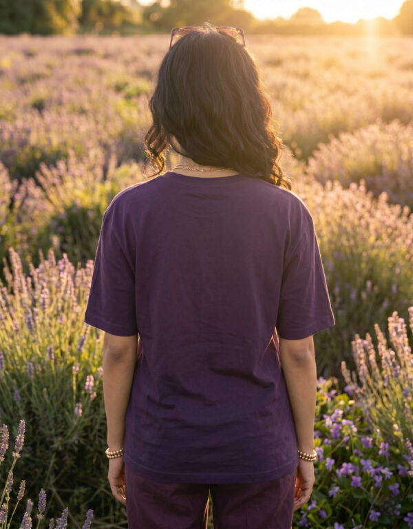 Wildflowers Minimalist Oversized Heavyweight T-Shirt For Women In Purple Back